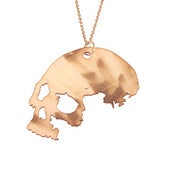 Image of Ltd. Edition Skull Necklace made from a recycled CLEAR/GREY SPLATTER record.