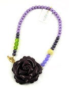 Image of Swarovski Necklace with Leather Flower by Cherry Lea