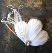 Image of  Megan - Feather Wedding Fascinator Hair Clip with Rhinestones