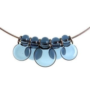 Image of Steel Blue Droplet Discs 5 lampwork necklace