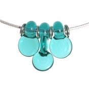 Image of Aqua Interlaced Droplet Disc Set 3 lampwork necklace