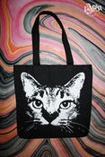 Image of 1AEON NEW black tote with white Cozeby cat - Unisex (bigc)
