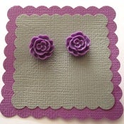 Image of Tiny Flower Earrings - Dark Purple