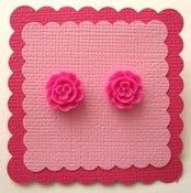 Image of Tiny Flower Earrings - Hot Pink