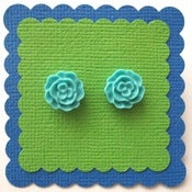 Image of Tiny Flower Earrings - Teal