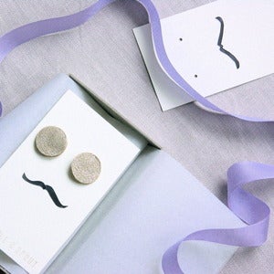 Image of Silver Sparkle Leather Dot Earrings