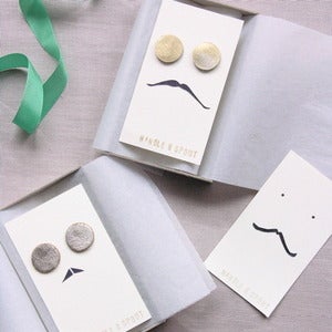 Image of Silver Leather Dot Earrings