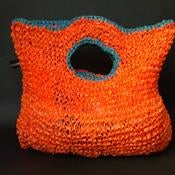 Image of Orange Handbag with Blue Detail