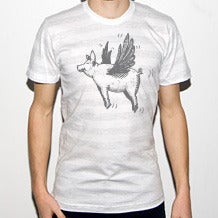 Image of PIGS FLY White/Gray Striped Tee
