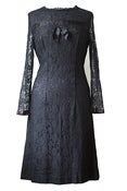 Image of 1950s Vintage Black Lace Dress