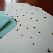 Image of flying birds brown letterpress notecards, set of 6