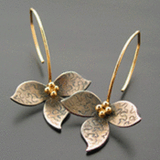 Image of Patinaed Lotus Earring with 14k bead center
