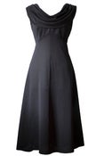 Image of 1970s Drape Front Black Dress