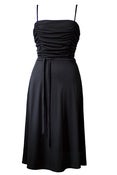 Image of Vintage 1970s Rouched Bodice Black Party Dress