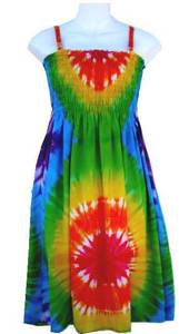 Image of Tropical Summer Dress-Tie Dye Design-Multi Color