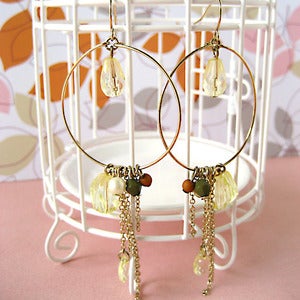 Image of goldtone hoops with dangles