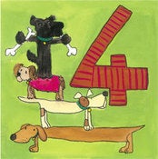 Image of Age 4 doggies Birthday Card