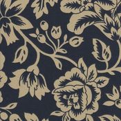 Image of FF Black and Tan Floral Outdoor Fabric 