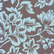Image of FF Chocolate Brown and Robin Egg Blue Floral Outdoor Fabric
