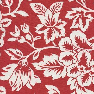 Image of FF Red and White Floral Outdoor Fabric 