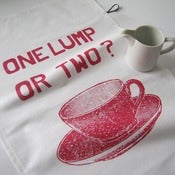 Image of One Lump or Two tea towel - cranberry