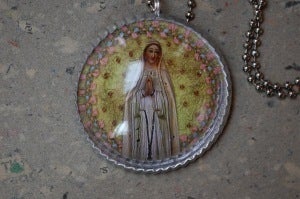 Image of Our Lady of Fatima domed tag necklace ( with NPS ball chain )