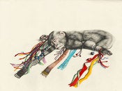 Image of Kirsty Whiten- Ribbon Monkey- Giclee Print- A2