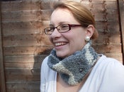 Image of  Life's Little Luxuries (Grey and cream knitted cowl)