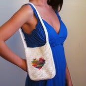 Image of Cotton Purse with Rainbow Heart