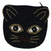 Image of BLACK CAT BEADED PURSE (WITH HAND STRAP!)