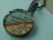 Image of Casablanca. A vintage map and sterling necklace