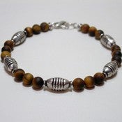 Image of Mens Handmade Beaded Bracelet - Tiger Eye and Bali Beads