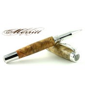 Image of Merritt Classic Rollerball Pen - Amboyna Burl & Rhodium w/ Black Titanium Insets
