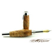 Image of Merritt Classic Fountain Pen - Amboyna Burl & Rhodium w/ Black Titanium Insets