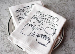 Image of Love of Cooking - Pots and Pans Diagram Towels