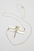 Image of Halfpenny London Silver plated dragon fly on sterling silver chain
