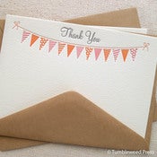 Image of Letterpress Thank You Notes | Bunting (Pink/Orange)
