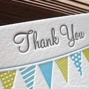 Image of Letterpress Thank You Notes | Bunting (Blue/Green)