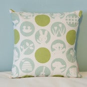 Image of Hand printed cushion cover PIKOLET PARTY - blue