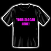 Image of Black T-Shirt with Neon Pink Print