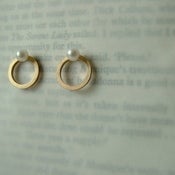 Image of Gold hoop studs with pearls