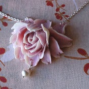 Image of Luxe Lavender Rose necklace with sterling