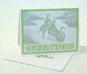 Image of Letterpress Swan Sleigh greeting