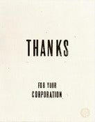 Image of THANKS for your Corporation.