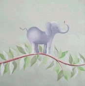 Image of Elephant On A Vine 18" x 18"