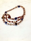 Image of Blue and Rust Glass and Resin Bead Necklace . CN017