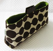 Image of LG_brown dot on white/ lime green