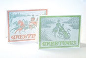Image of 6 - Letterpress Holiday Sleigh greetings