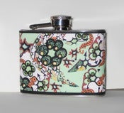 Image of Daydream Doodles - Green & Coral - Stainless Steel Flask 4 oz