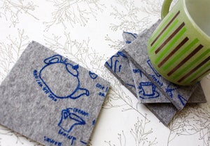 Image of super cozy tea pot coasters - industrial felt, set of four